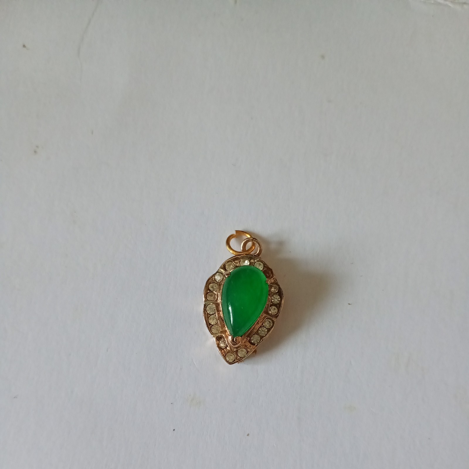 Green Jade Pendant water drop gold plated Settings