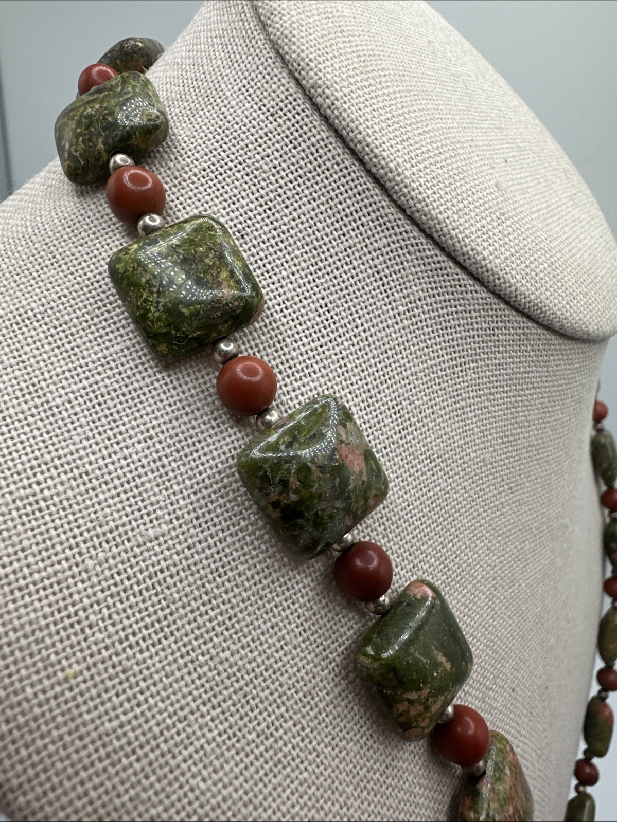 Jay King Natural Australian Unakite Sterling Silver Necklace 20-23”
