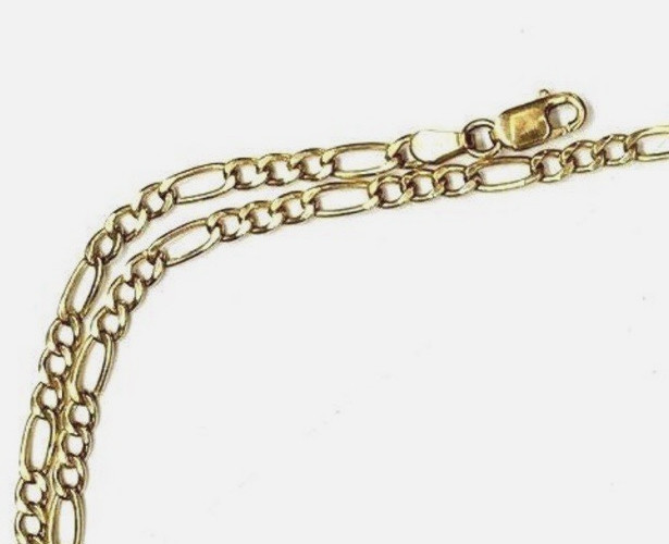 14K Yellow Gold Figaro Chain Necklace 4.9 Grams 23.5 in. Long 2 mm.