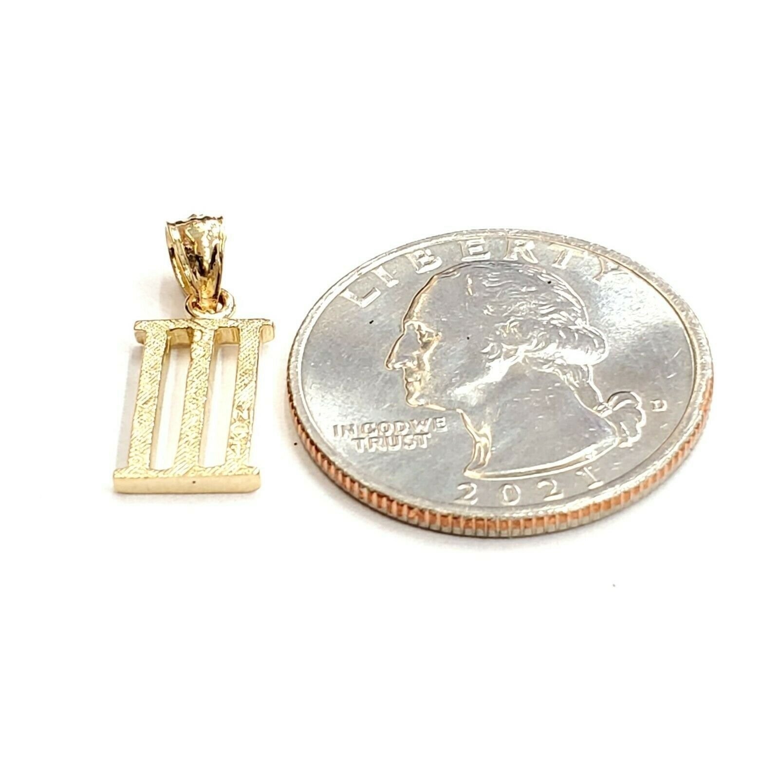 New 14KT Yellow Gold Solid Roman number 3 Pendant charm gift Fine Jewelry 1.3g