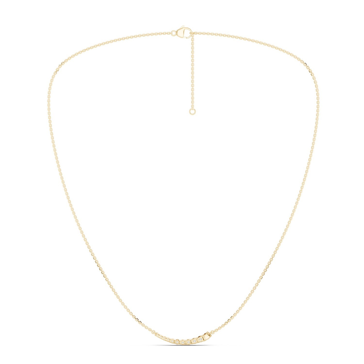 Graduated Curved Bar Necklace, Lab Grown Diamond, EF/VS-VVS,0.20 Ct. Yellow Gold