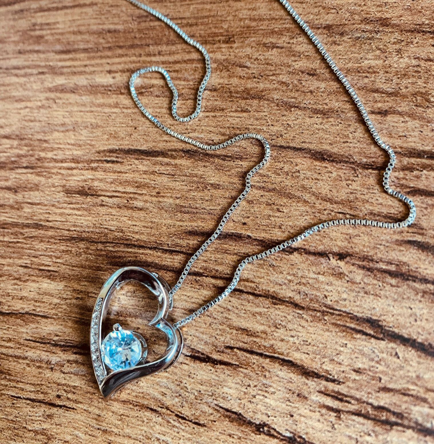 SEMI-JEWELRY Heart Necklace With Silver Chain 925 Sterling Silver SALT WATER YES