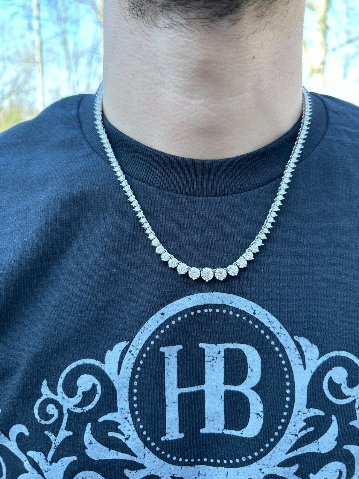 Real Iced MOISSANITE Riviera 3-7mm Graduated Tennis Chain Necklace – VVS D Color