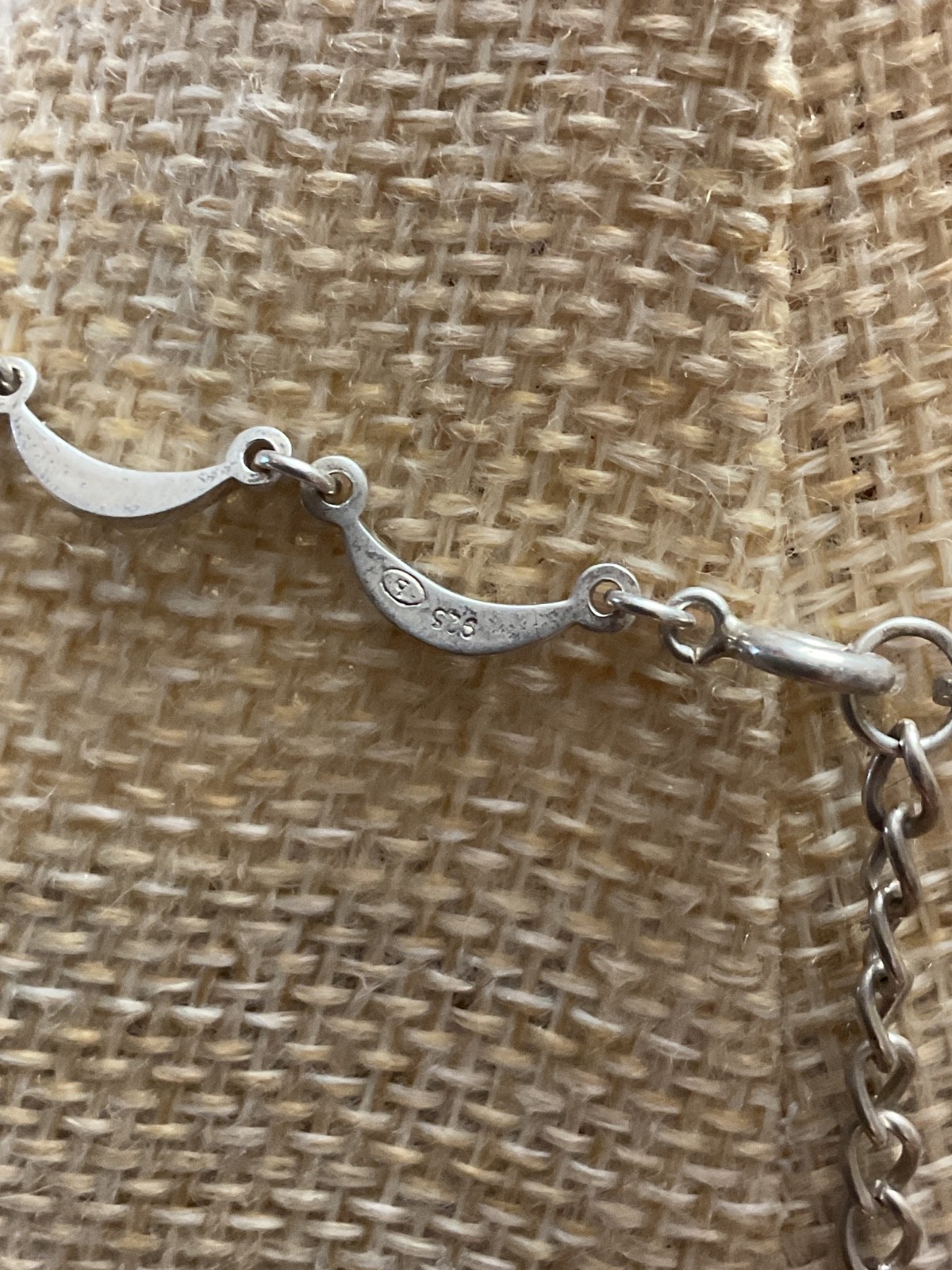 Sterling Silver 925 CZ Choker Necklace Drop Dangle Detail Signed