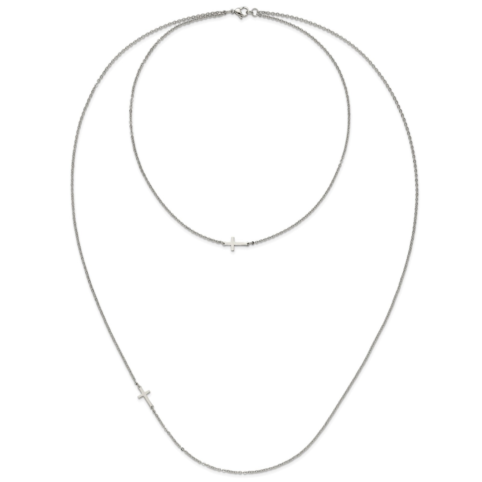 Sterling Silver Horizontal Cross Necklace Minimalist Dainty Modern Faith Jewelry