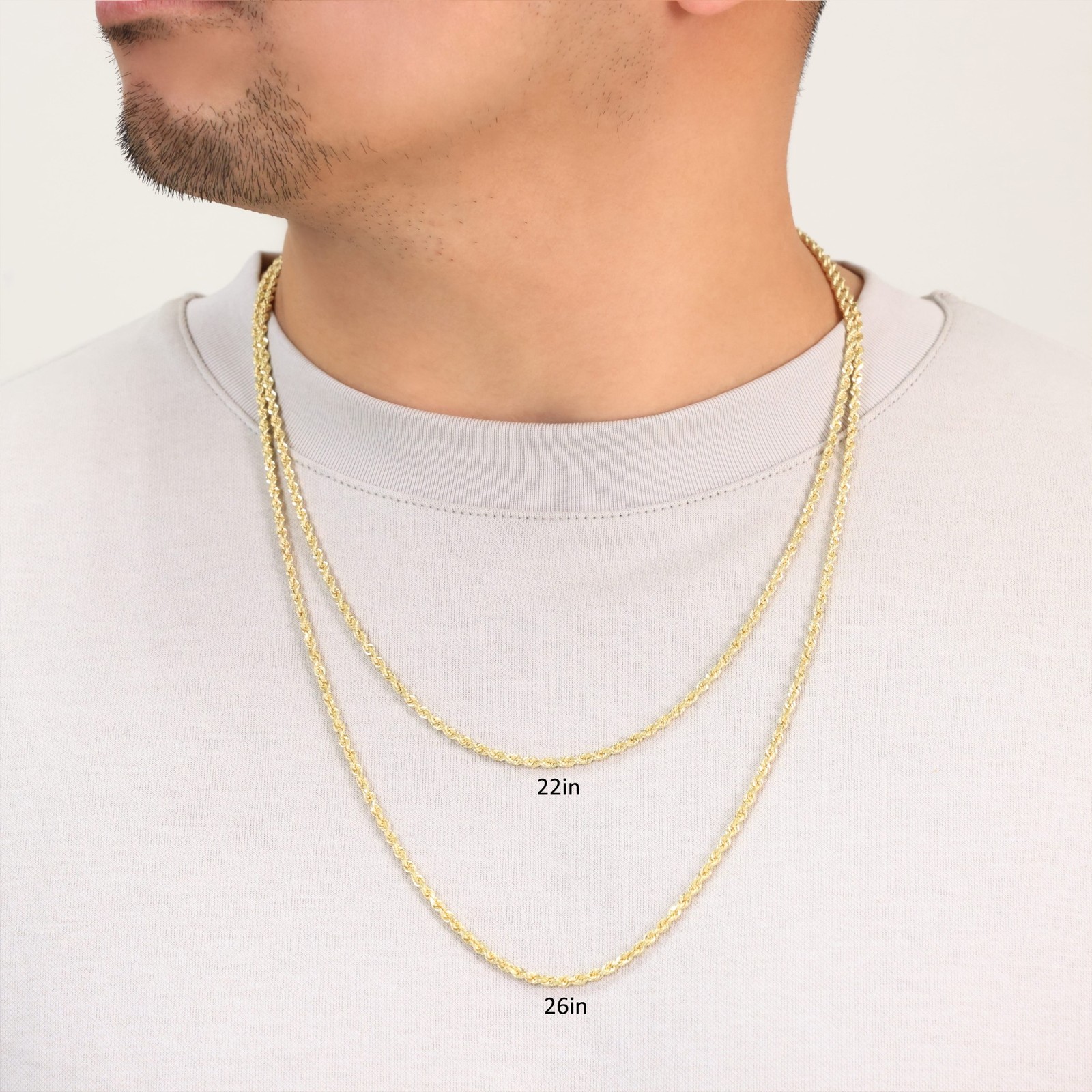 10K Yellow Gold 3mm Diamond Cut Rope Chain Pendant Necklace Mens Womens 16″- 30″
