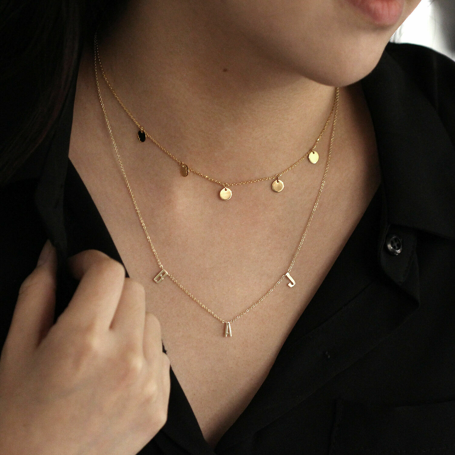 14k Yellow Gold Plated Silver Disc Charm Choker Necklace 18″ Silver Chain