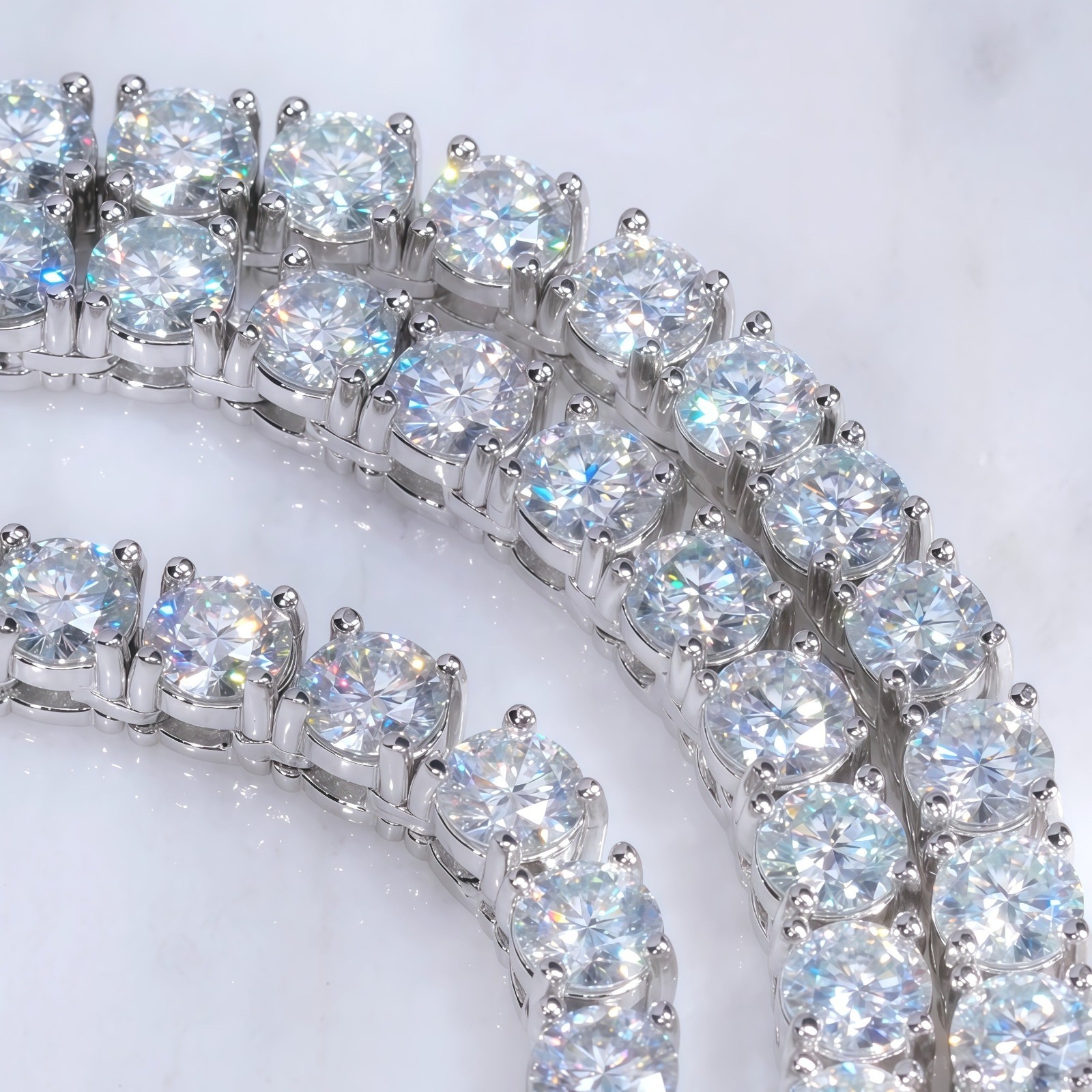 VVS D Color Moissanite GRA Certified Tennis Chain Chains 925 Sterling Silver