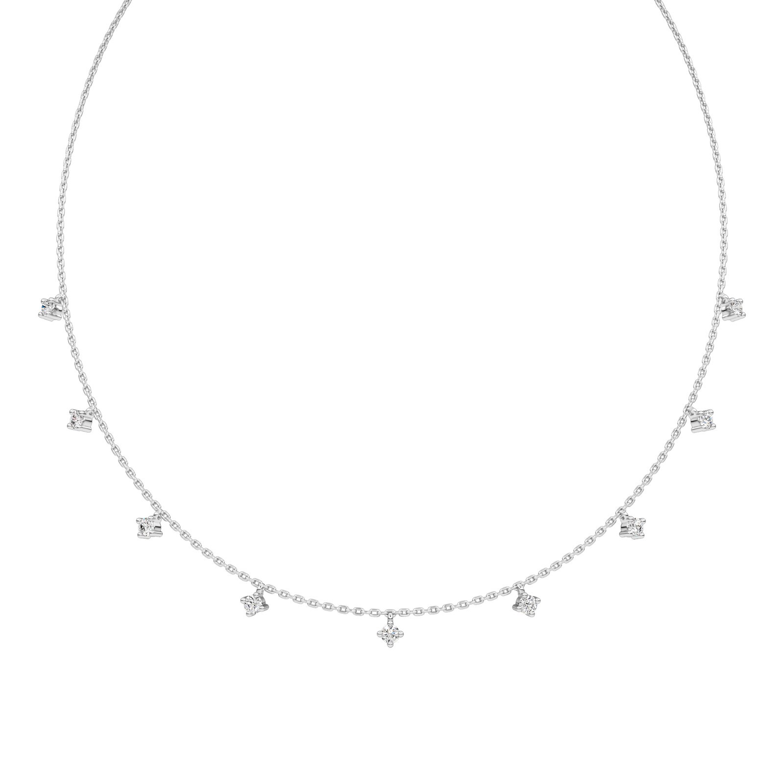 Diamond Necklace 10K 14K 18K Gold Round Brilliant Cut Chain Necklace