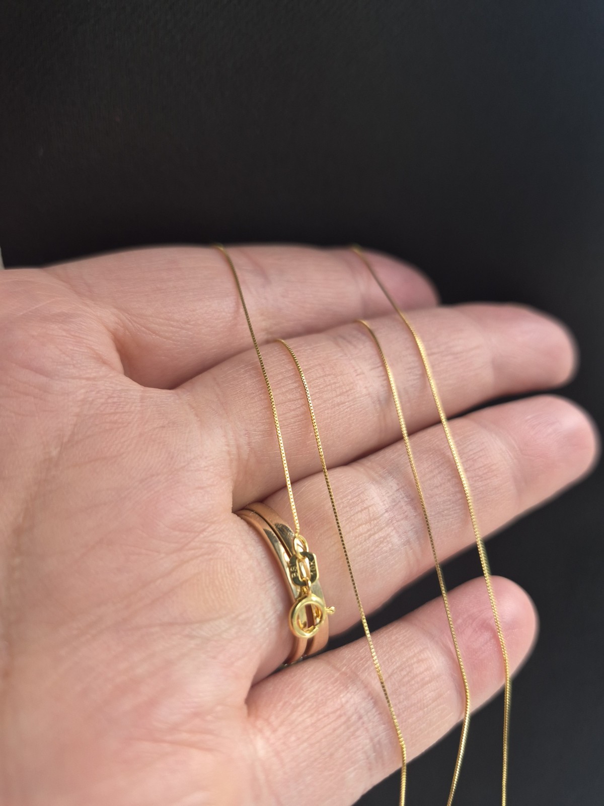18in 10k Solid Gold Box Chain Dainty .5mm