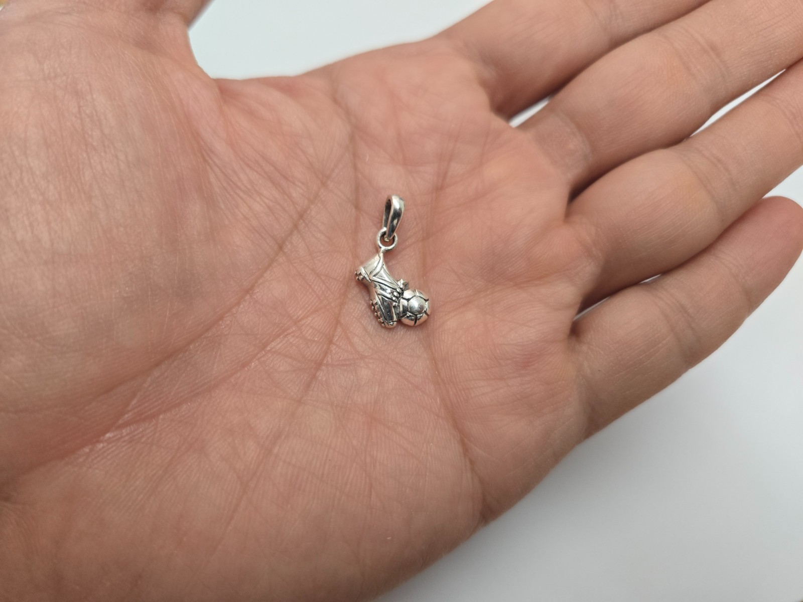 925 Sterling Silver Soccer Cleat Kicking Ball Pendant 5/8 (16mm) Inch Tall