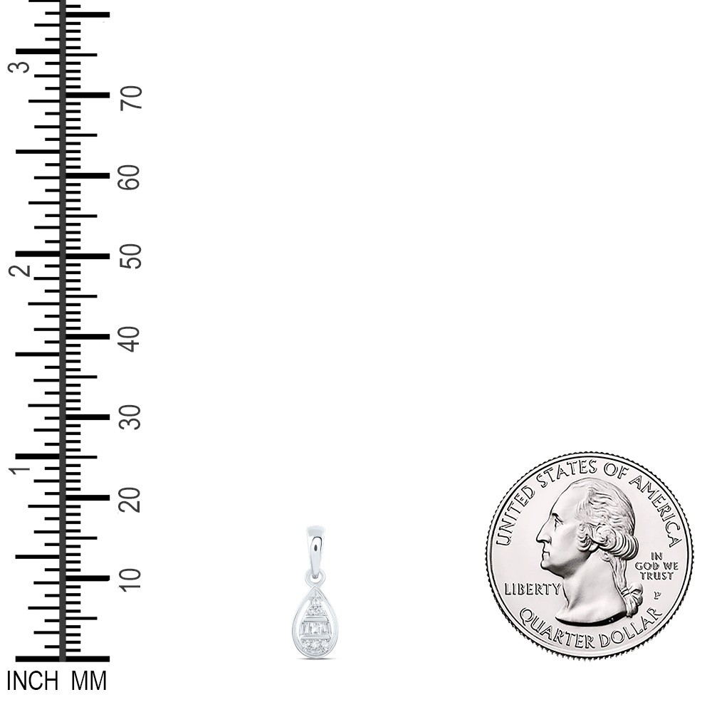 0.05 Ctw Natural Diamond Teardrop Gift Pendant 10k White Gold