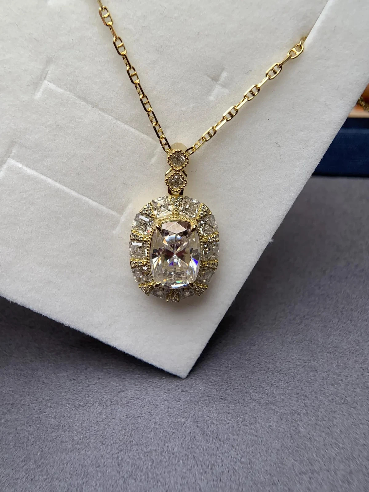 4ct Cushion Cut Moissanite Necklace D Color Gemstone 925 Sterling Silver Gift