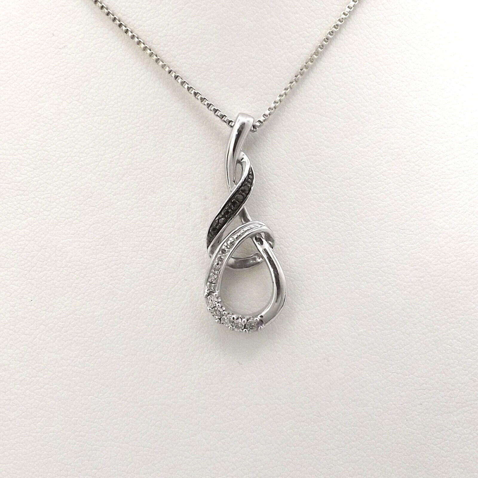 Sterling Silver Natural Diamond Infinity Figure 8 Pendant Necklace 23in