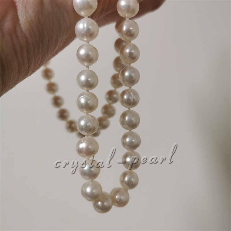 30“ 25” 20“ 18″AAAA Japanese Akoya 9-8 mm white pearl Necklace 14K Yellow Gold