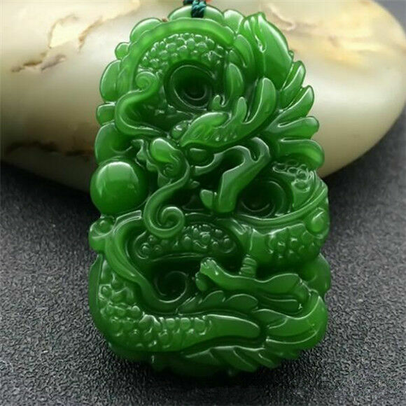 Necklace jade Jasper dragon jewelry pendant new Green Natural Amulet