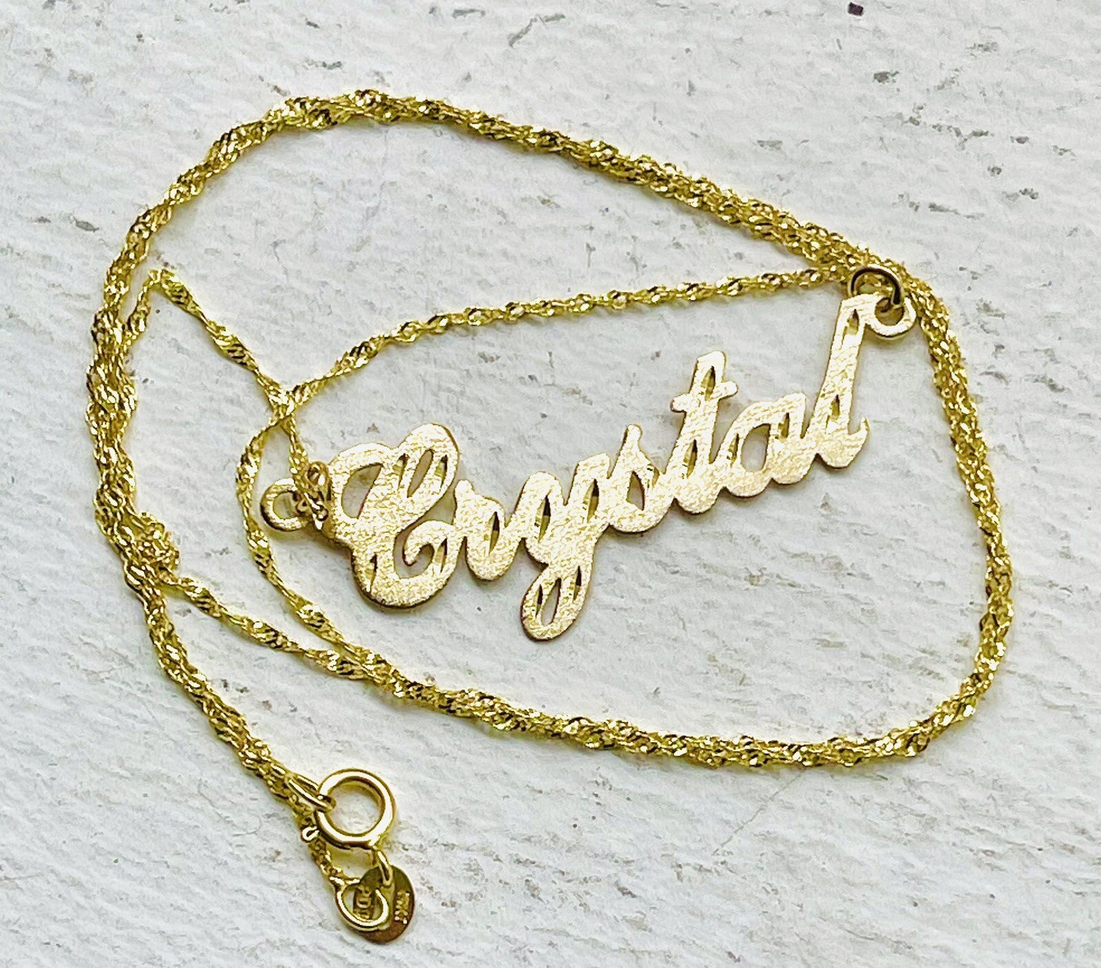 14K Authentic Personalized Custom Name Necklace with Star Dust (Dia-Cut) finish.