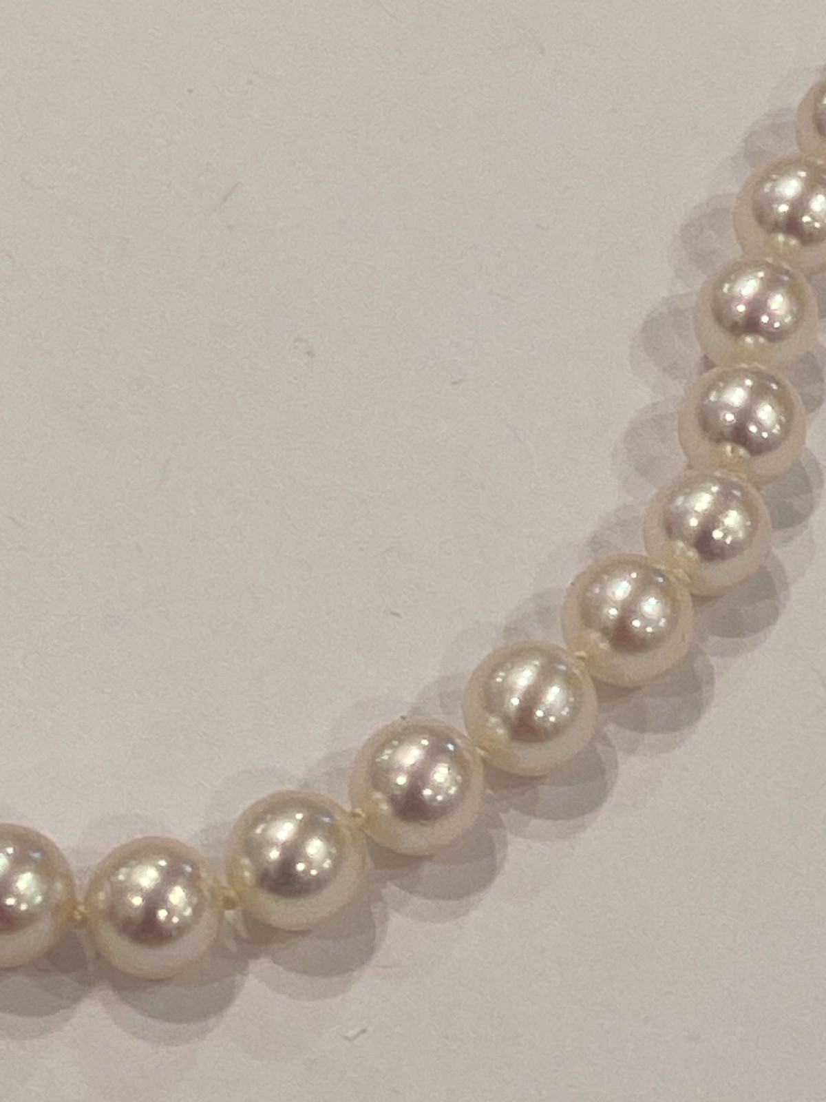 Vintage MIKIMOTO Akoya Pearl Necklace 6.0-6.5 mm 16″ Silver Clasp –