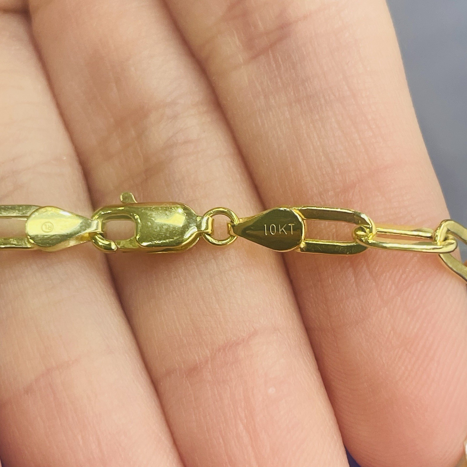 20” 4mm 10K Yellow Gold Paper Clip Link Necklace