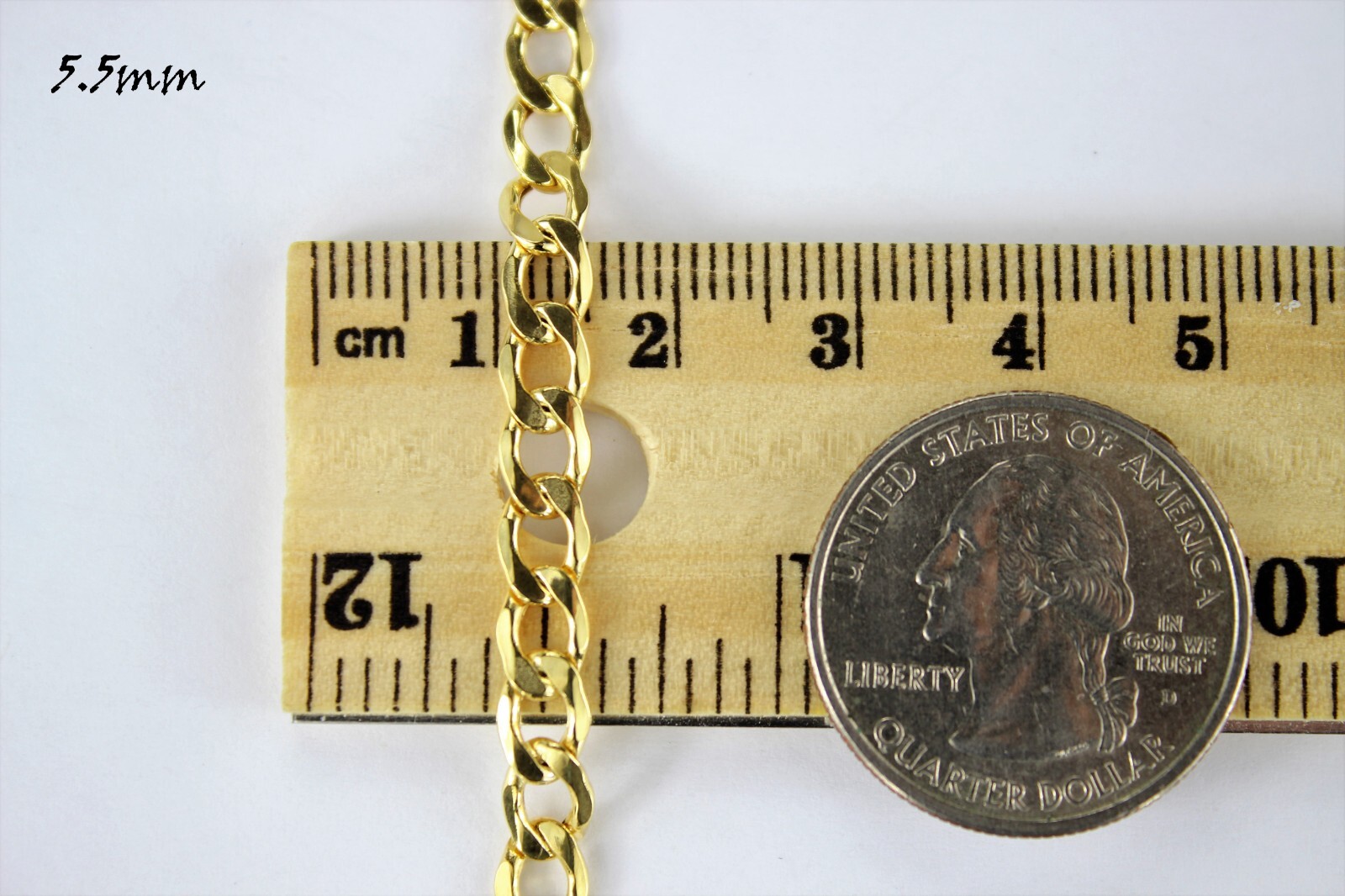 10K Yellow Gold 2mm -5.5mm Curb Cuban Chain Link Necklace Bracelet 7″-30″ Hollow