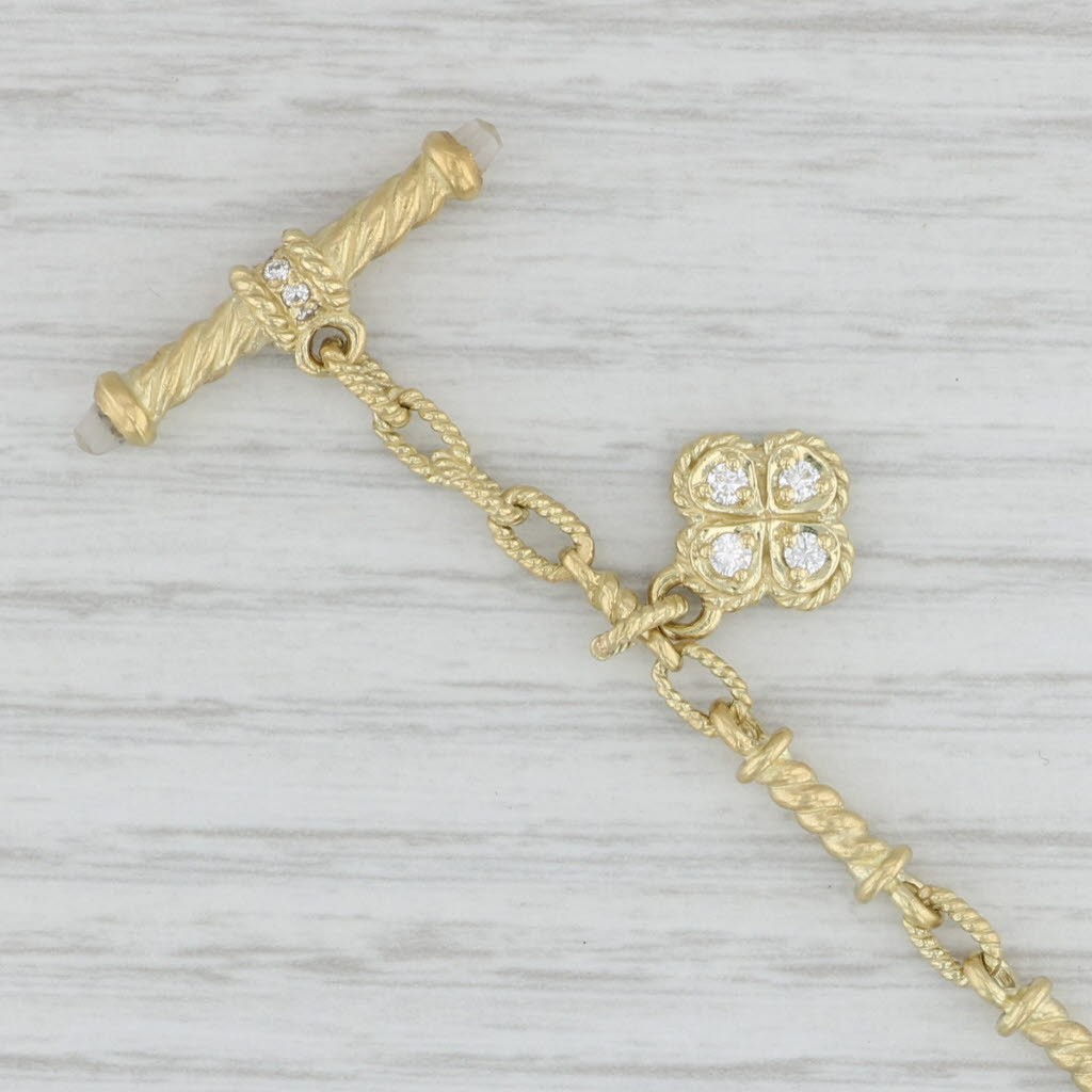 Judith Ripka 0.25ctw Diamond Flower Bar Link Necklace 18k Yellow Gold 15.5″