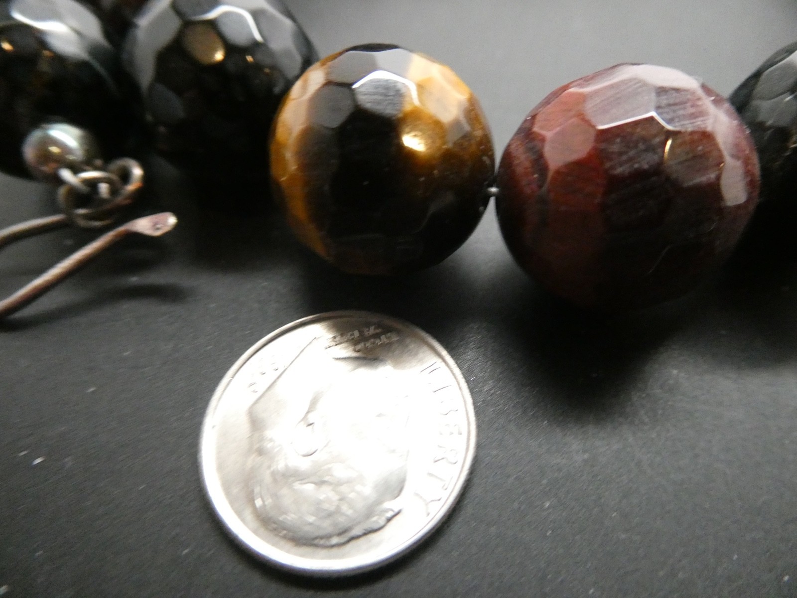 Jay King DTR 16mm Faceted Red Blue Brown TIGER”S EYE Sterling 925 Necklace 21″