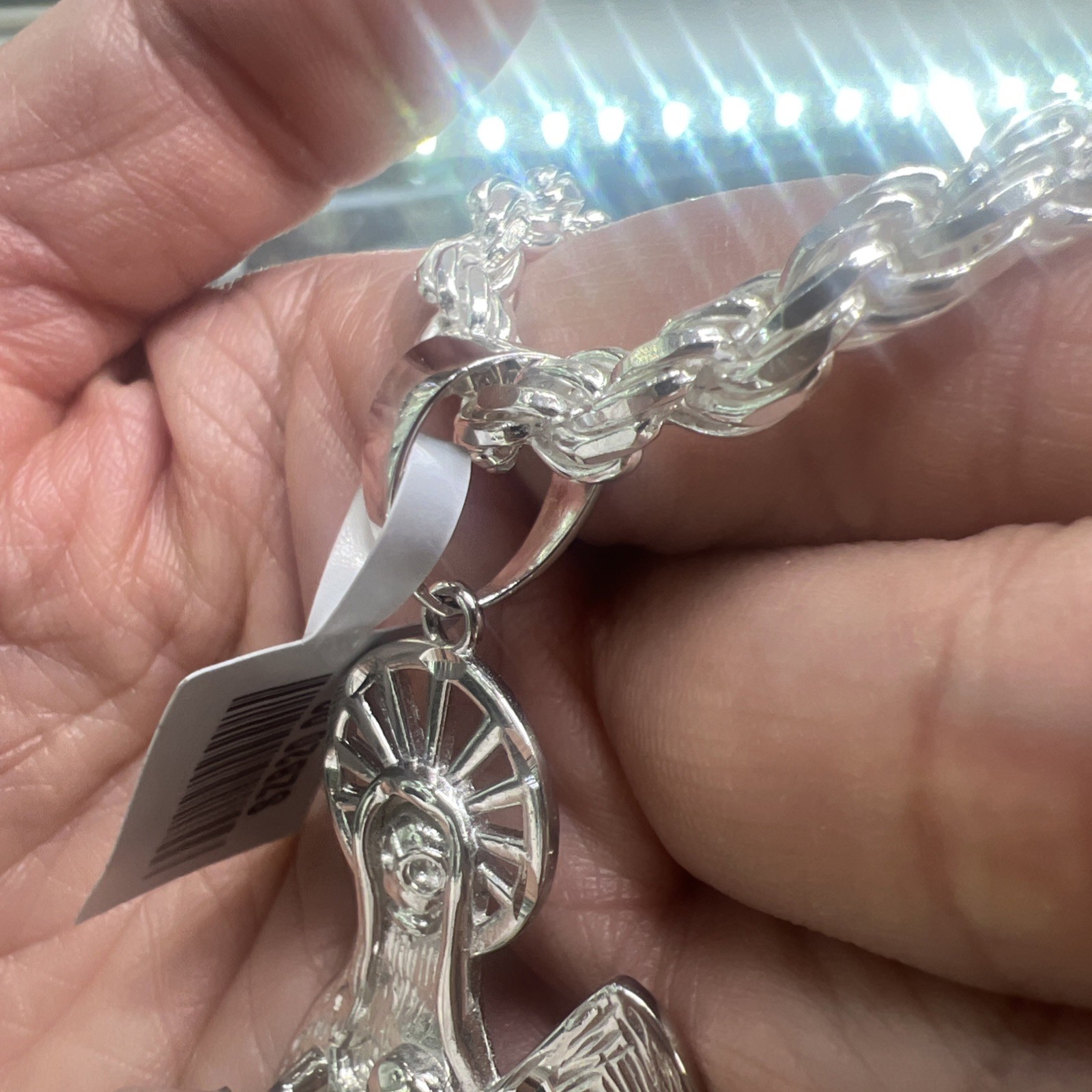 Sterling Silver Grim Reaper Pendant Dije de la Santa Muerte en PLATA XLarge 3”