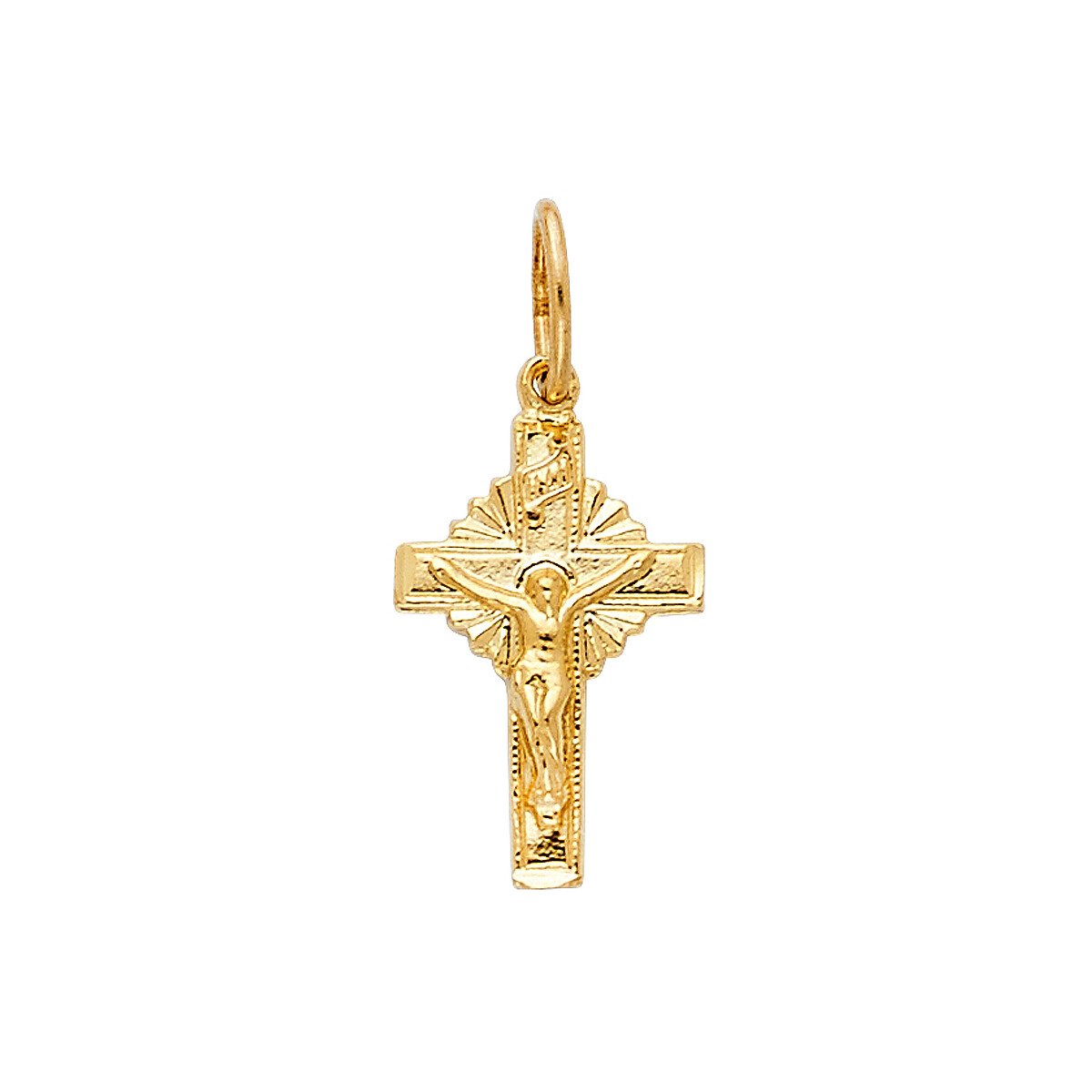 GOLD – 14K Yellow Religious Crucifix Charm Pendant For Necklace or Chain