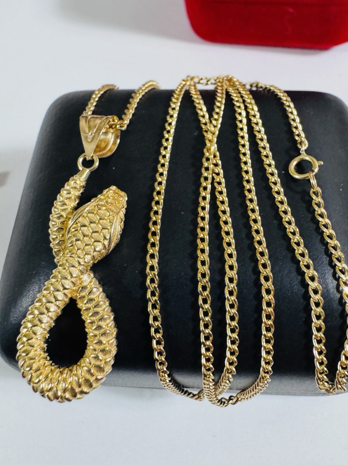 18K 750 Real Fine Mens Women’s Gold Snake Set Necklace 23.5/24” long 2.2mm 9.26g