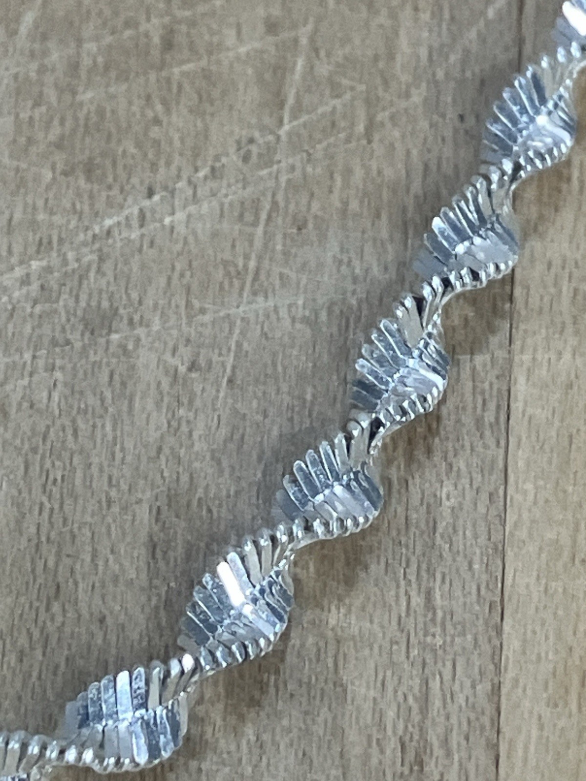 Italy 925 sterling silver chain necklace Diamond Cut Twist Rope Design Sparkle