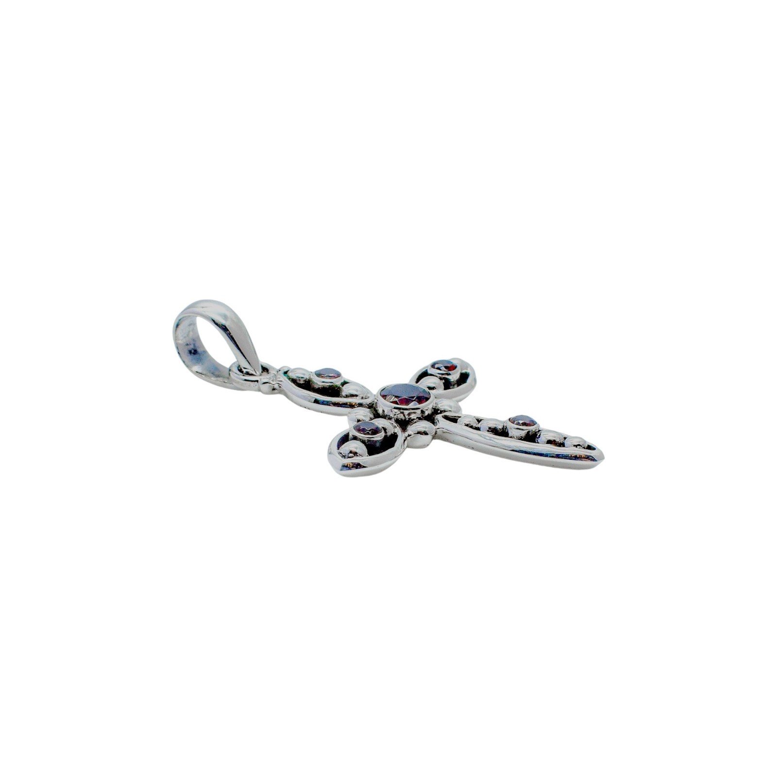 925 Sterling Silver Natural Red Garnet Cross Pendant Womens Jewelry Gift