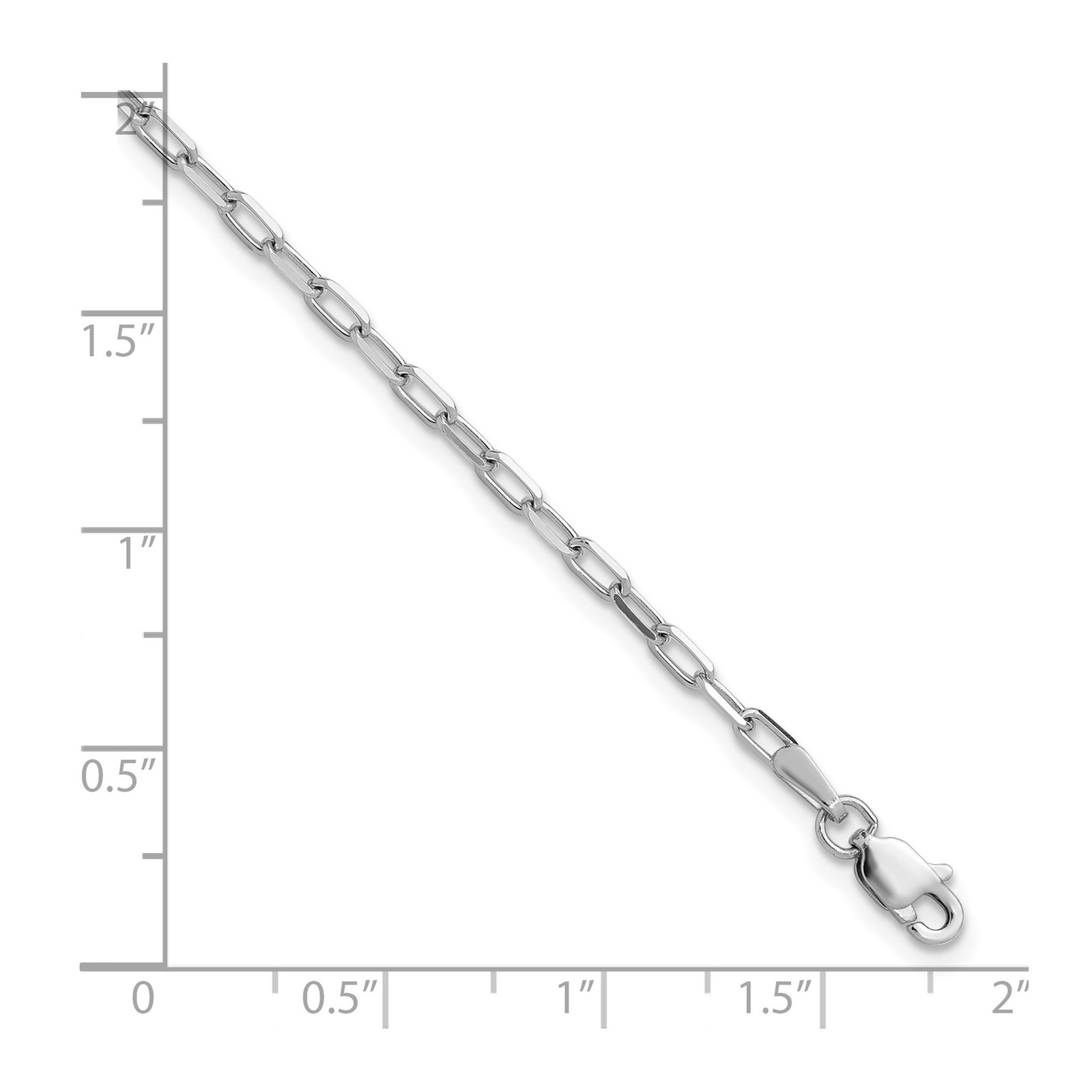 14K White Gold 2.1-3.5mm Paperclip Chain Necklace 7-30 Inch Mens Womens