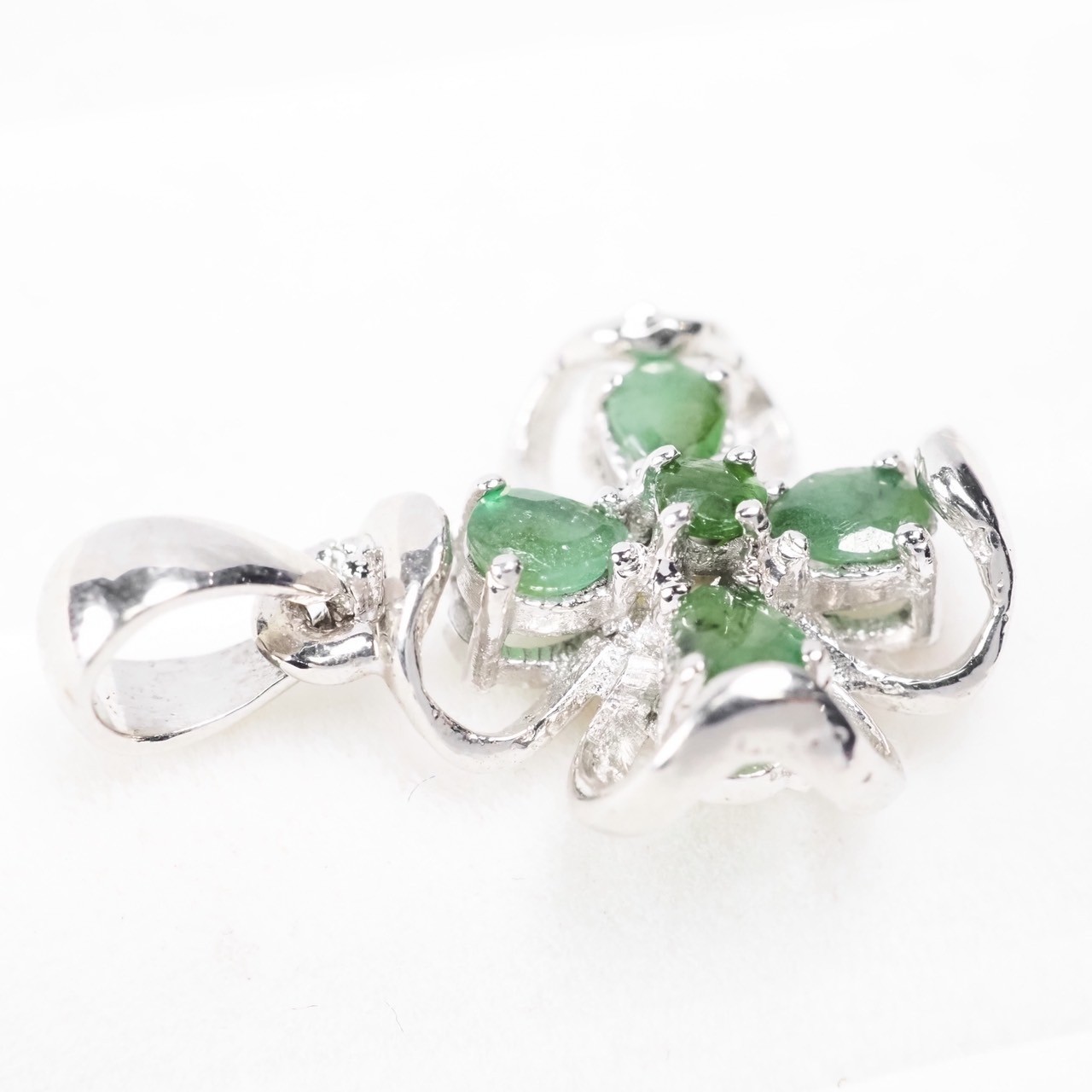 Clover Pendants Colombia Green Emerald 925 Sterling Silver Handmade Fine Jewelry