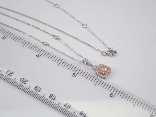 2.00Ct Cushion Cut Lab Created Diamond Halo Pendant 14K White Gold Plated 18”