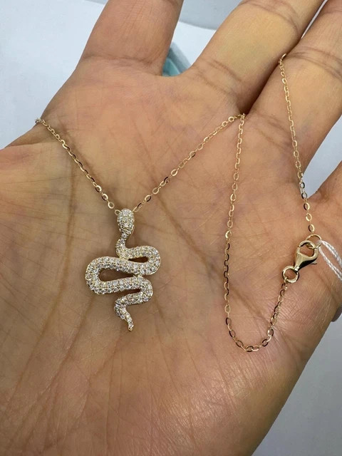 2.25 Ctw Round Lab Created Snake Pendant Necklace 14K Yellow Gold Plated
