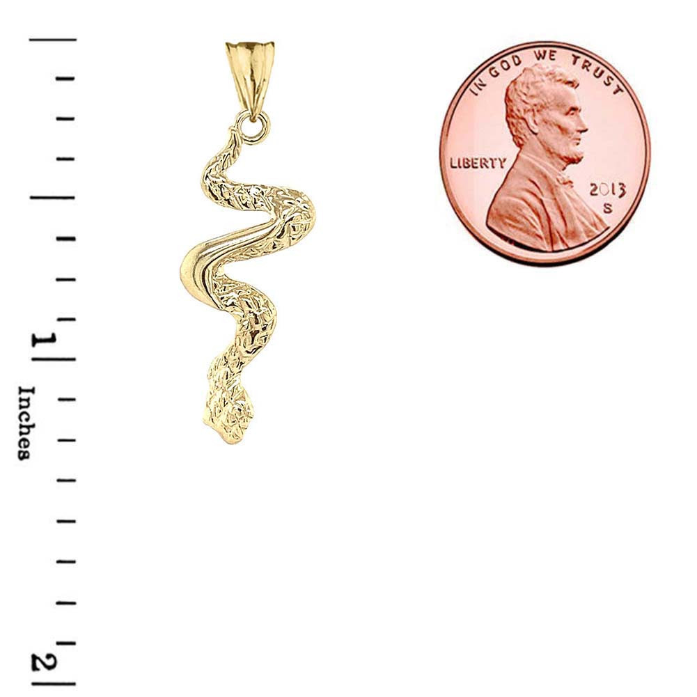 Solid Gold Serpent Snake Pendant Necklace (Available in Yellow/Rose/White Gold)