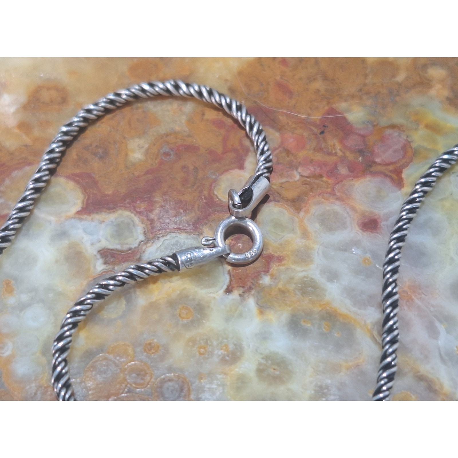 16″ Sterling Silver Twisted Rope Chain Necklace 925 Italy Vintage Excellent!