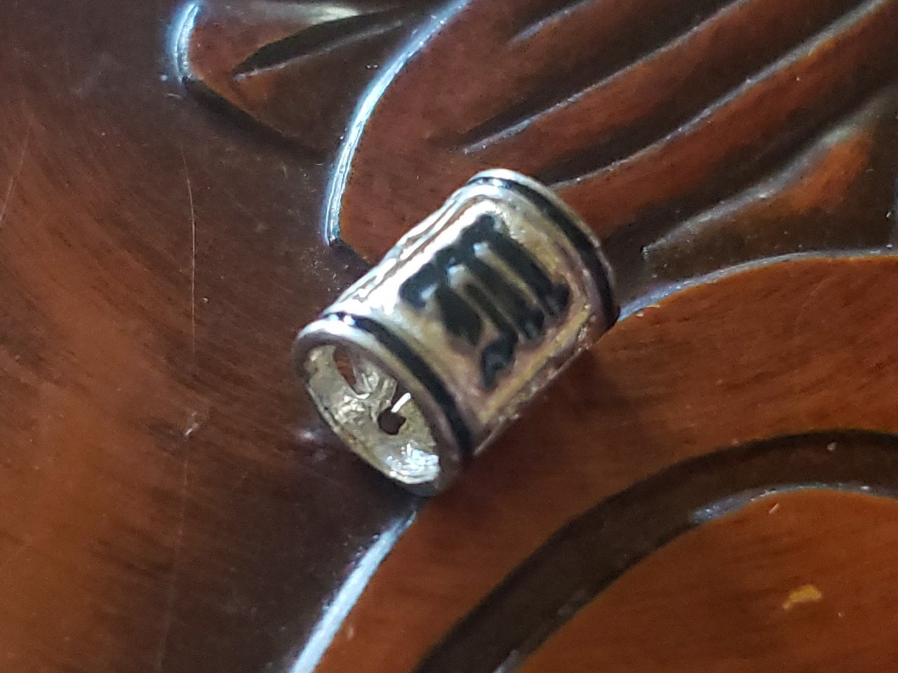 Hawaiian Tiny Silver Initial Cutout Tube Pendant 10mm X 7mm Slide Letter M