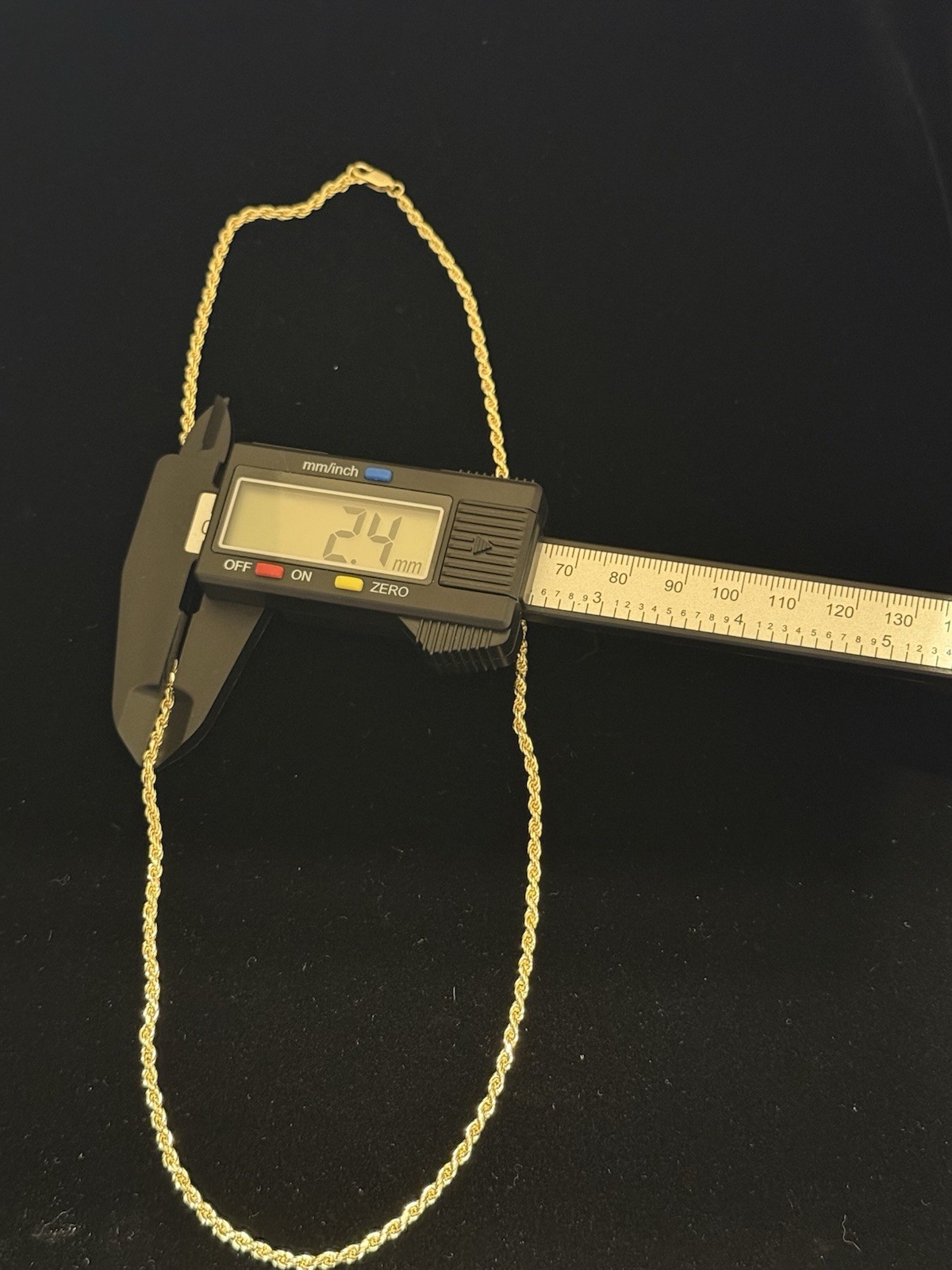 2.3mm Rope Chain With 14k Gold Over 925 Silver In 20 Inches Long.