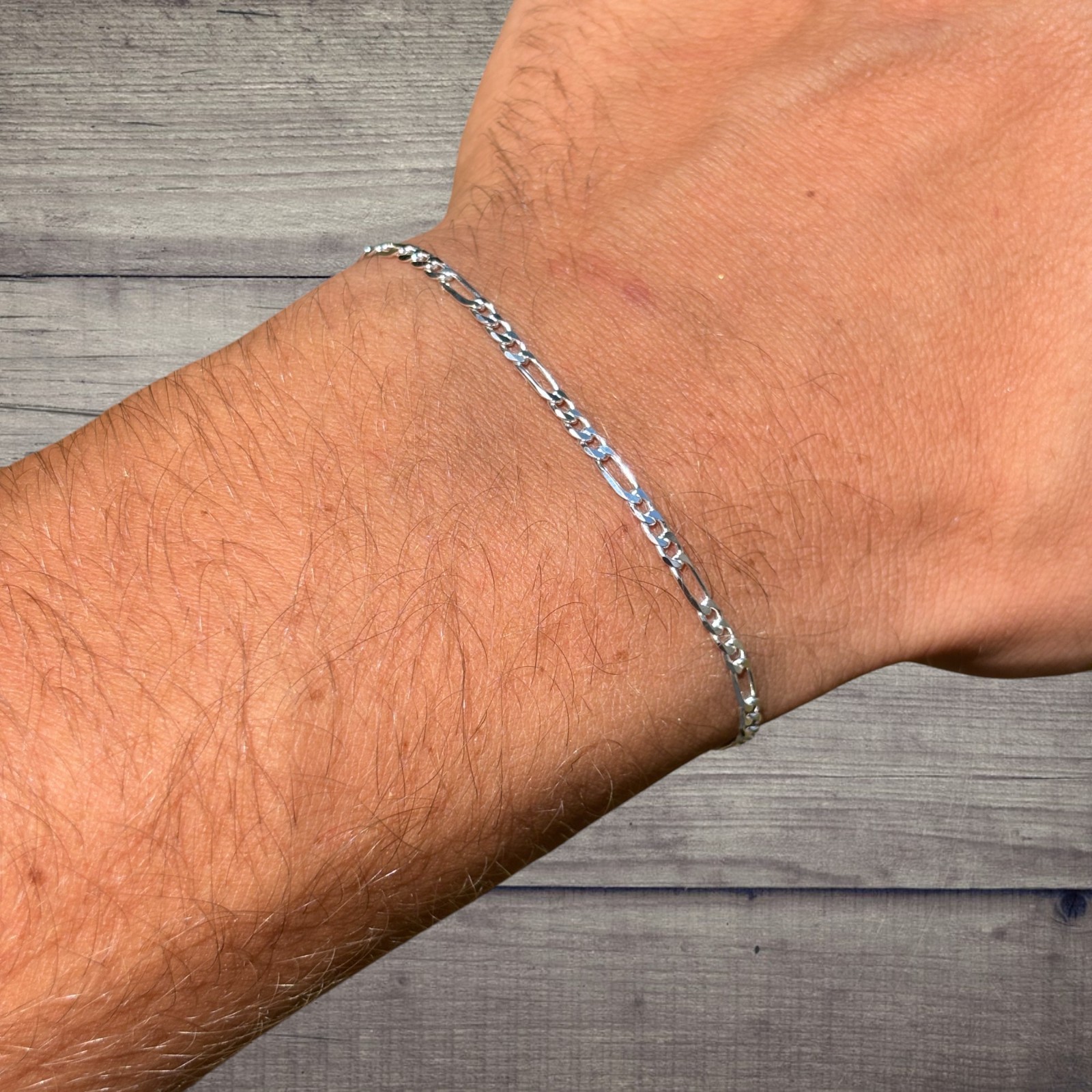 2.5mm Figaro Bracelet Link – Real Solid 925 Sterling Silver Or 14k Gold Vermeil