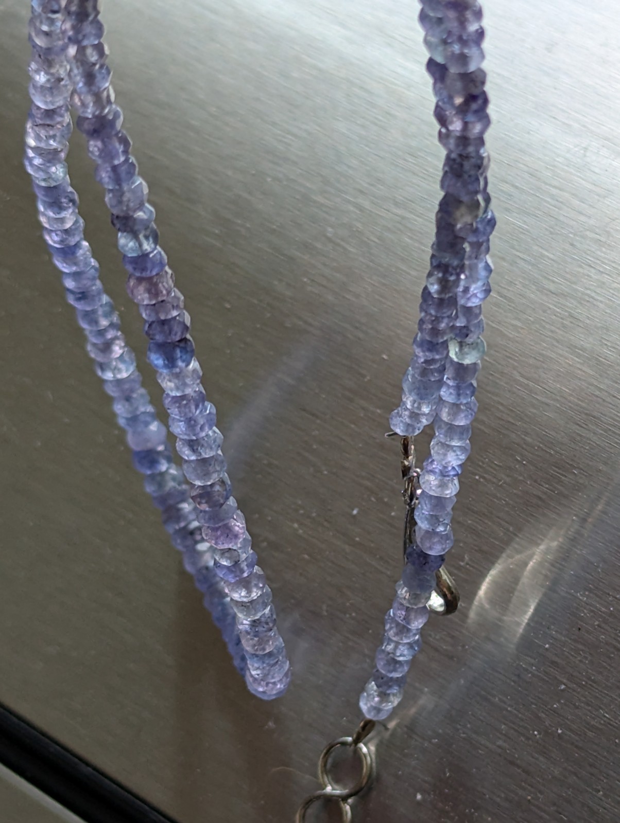 light blue Tanzanite Necklace (broken/impartial metal end) 18.26 in