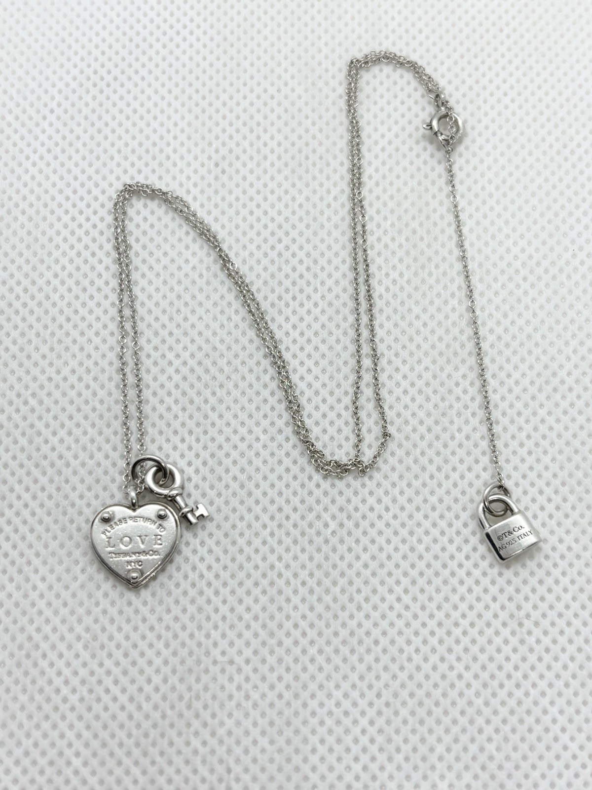 Tiffany & Co 925 Silver Return To Love Heart & Key Pendant Necklace 16+2” 3.84g