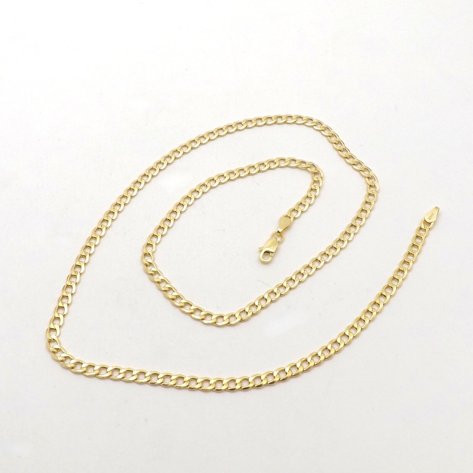 Solid 10k Gold Cuban Curb Link Pendant Chain Necklace 3.4mm 18in New