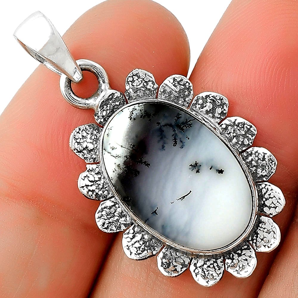 Merlinite Dendritic Opal – Turkey 925 Sterling Silver Pendant Jewelry P-1205