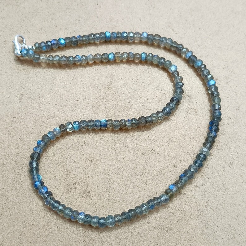 Labradorite Faceted Rondelle 4MM Gemstone Beads 4 Necklaces For Buyer