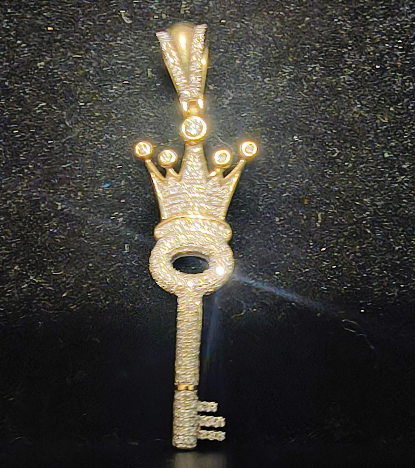 10k Gold Diamond Key Pendant