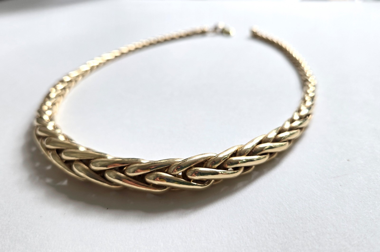 Italian 14K Gold Graduated Foxtail Wheat Spiga Link Necklace 25.4g 17″ 585