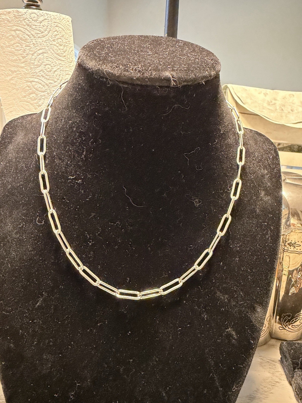 Sterling Silver 925 Bar Link Chain Necklace Lobster Clasp Signed No Stone