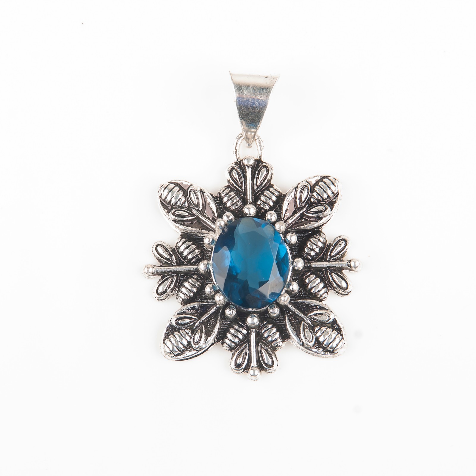 London Blue Topaz Gemstone Jewelry 925 Silver Handmade Pendant 1.59″ For Girls