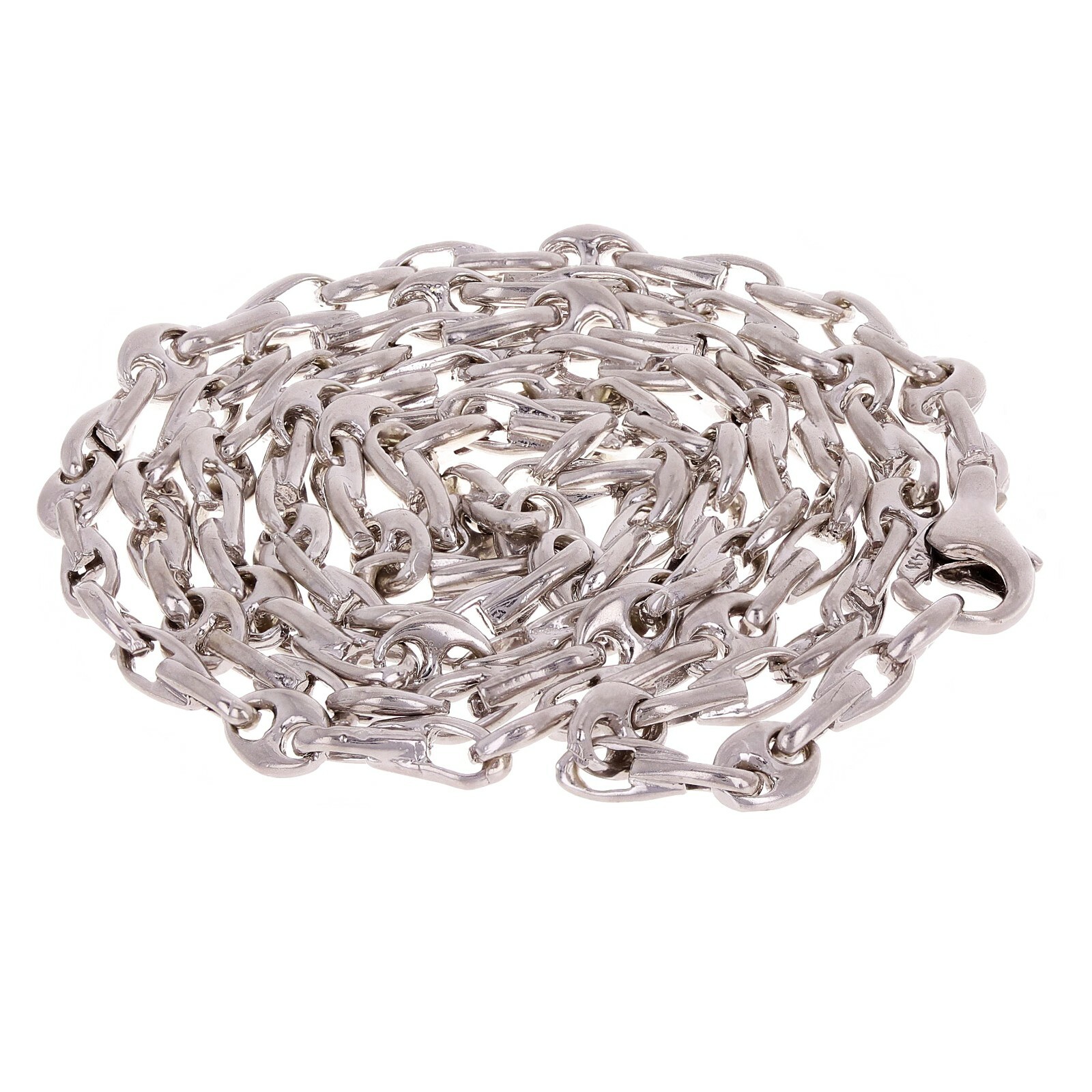 14k White Gold Solid Handmade Fashion Link Necklace 20″ 4.2mm 18 grams